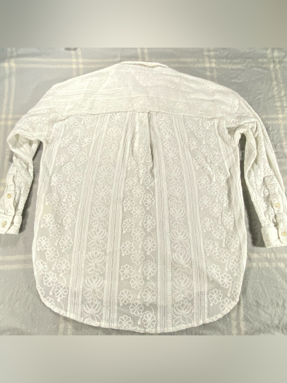 Pilcro Lace XS Button-Down Blouse Ivory Boho Shirt Top Peasant Cottagecore - Picture 8 of 8
